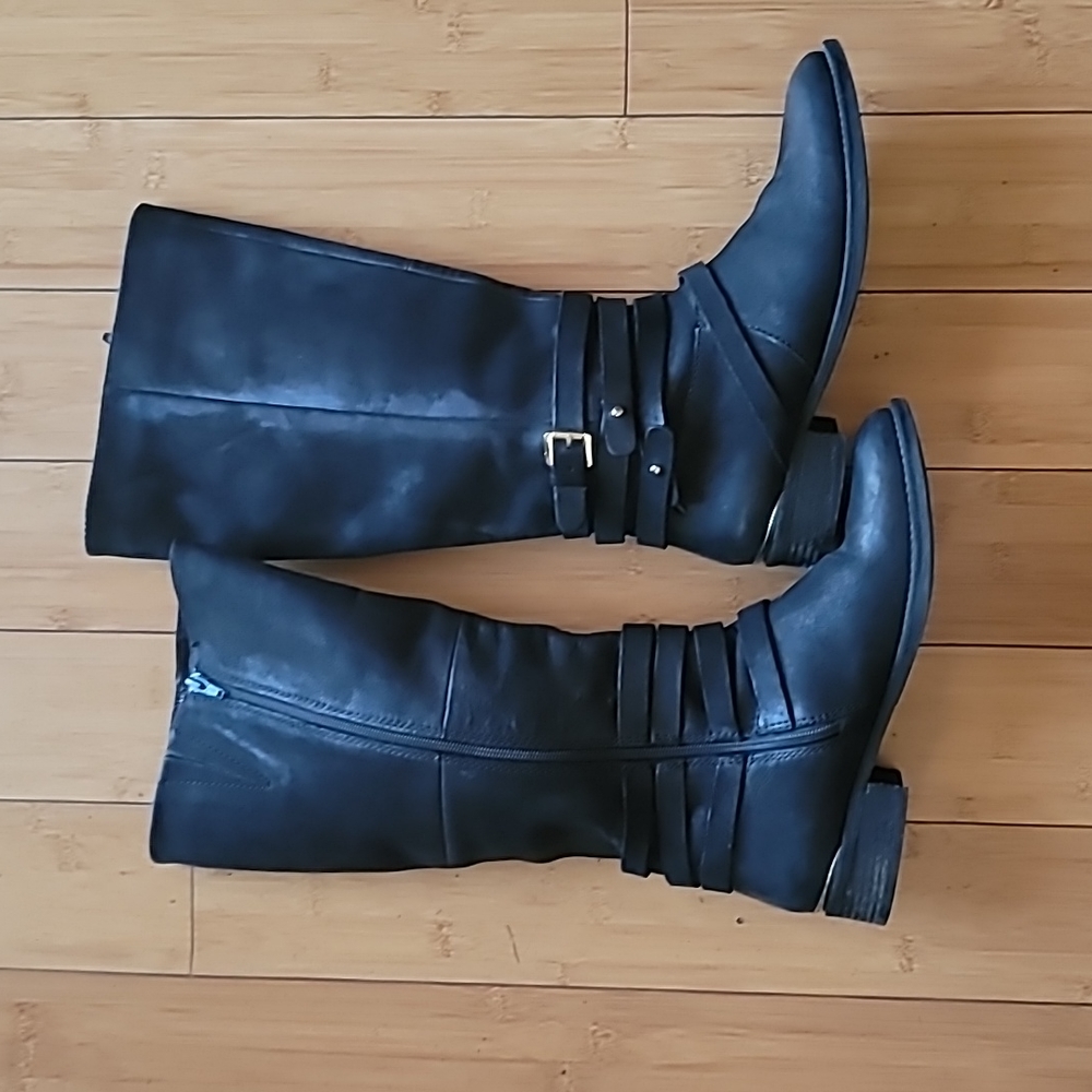 STEVE MADDEN ALBANY WESTERN COWGIRL RIDING BUCKLE BOOTS WOMEN SIZE 9.5